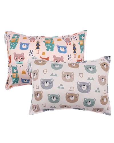 Image of ALVABABY Toddler Pillowcases 2 Pack Organic Cotton Fit 13 inchx 18 inch or 12 inchx16 inch Kids Pillow Cover Envelope for Girl Boy Travel(Pillowcase Only)
