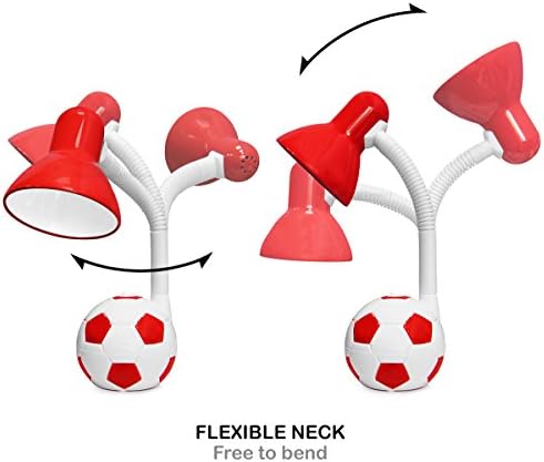 Retro Football Desk Lamp Flexible Red and White with LED Golf Ball Bulb 4w