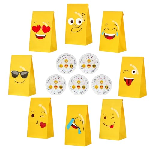 LUMOOM 24 Stück Papiertüten, Bunte Geschenktüten, Geschenktüten Kindergeburtstag mit 24 Aufkleber, Candy Tüten zum Verpacken ür Party, Geschenk, Weihnachten, Geburtstag, Hochzeit