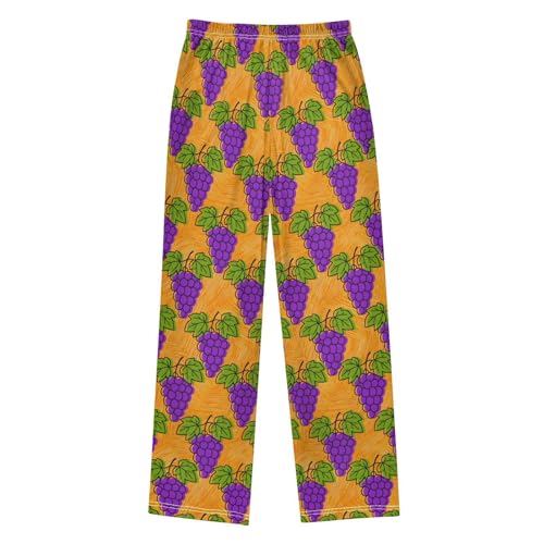 Pajama Pants Sleep Pants Purple Grape Leaves for Age 6-142