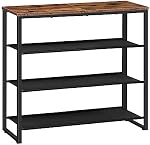 HOOBRO Raquette de chaussures, 4 Organisateur de rangement de chaussures de niveau, étagère de chaussures avec 3 Tablettes Oxford tissu et panneau supérieur, tient 12-16 paires de chaussures, pour entrée, placard, cadre en acier, brun rustique BF47XJ01G1