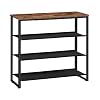 HOOBRO Shoe Rack, 4 Tier Shoe Storage Organizer with 3 Oxford Fabric Shelves and Top Panel, Holds 12-16 Pairs of Shoes for Entryway and Closet, Industrial, Rustic Brown BF47XJ01G1