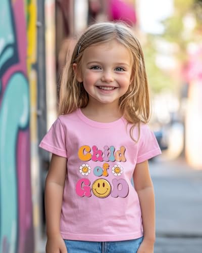 Image of Christian T-Shirts Child of God Shirt Kids Toddler Cute Girls Boys Short Sleeve Tops Graphic I'm A Child of God Tee 2-8 Years