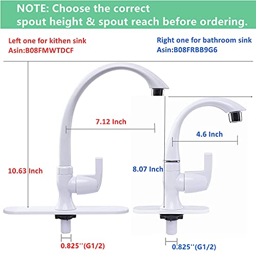Cold Water Bathroom Sink Faucet Single Handle Single Hole Outdoor Garden Wash Sink Faucet Grifo,Hole Cover Plate For Garage Wash Basin,Lavatory Room Tub,Utility Sink,Camping Sink,Non-Metallic,White #TOP1