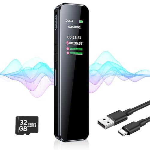 Digital Voice Recorder - CHEFFS 32GB Portable Audio Recorder Voice Activated Recorder with Playback Password Timed Recording 1536Kbp Rechargeable Tape Recorder MP3 Player for Lectures Meetings