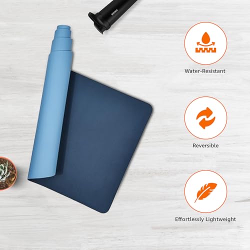 Image of AmazonBasics Dual Colour Reversible Yoga Mat | 6 MM Anti-Slip Thick Mat | Carry Strap | Grippy Surface | TPE & EVA Material | for Men & Women (Dark Blue & Light Blue)