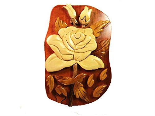 Handmade Art Intarsia Wooden Puzzle Box - Rose(237)