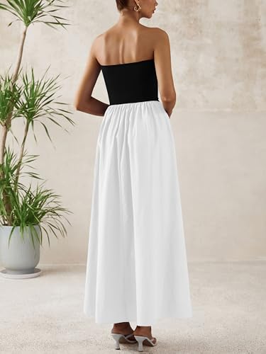 Image of PRETTYGARDEN Women 2026 Summer Elegant Strapless Maxi Dress Tube Top Dress A Line Flowy Long Wedding Party Cocktail Dresses