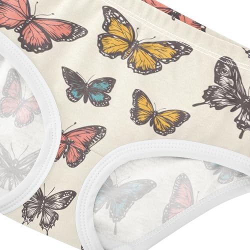 ZZKKO Colorful Butterflies Girls Underwear Toddler Panties for Girls Comfort Brief Size 2T-8Y3