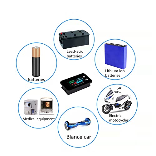 Image of IPX7 Waterproof 7-100v Smart Battery Monitor with Buzzer Alarm &Temp