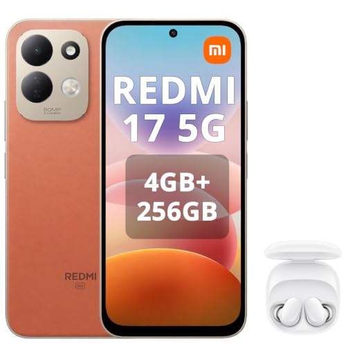 XIAOMI REDMI 17 5G Smartphone 4+256GB | 7500mAh Akku, Snapdragon 4 Gen 5, 6,9" 120Hz Display, 50MP KI Dual-Kamera, Orange, Inklusive Kopfhörer