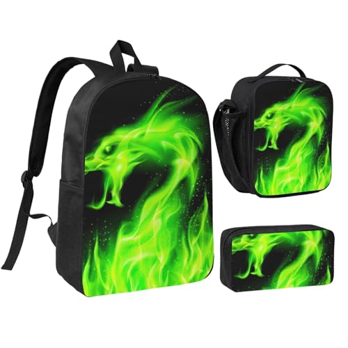 Sac à dos école 3 pièces dragon chinois avec trousse à crayons et sac à livres léger