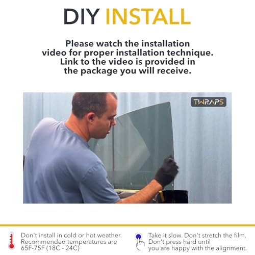 Image of TWRAPS Front Doors Window Tint for Tesla Model Y Juniper 2026, Medium 35% VLT Nano Ceramic IR Film Blocks 99% Harmful UV Light, Rejects 50% Heat, Precut Kit Accessory