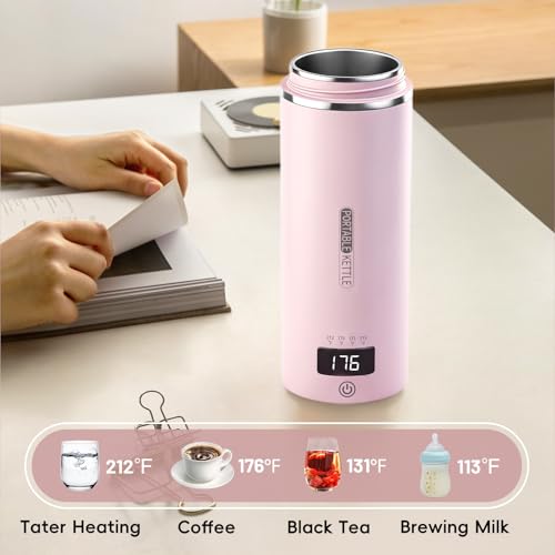 Hervidor eléctrico portátil de viaje con 4 temperaturas, acero inox miniatura 6
