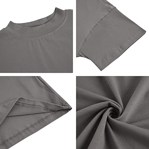 Womens Casual Short Sleeve Mock Neck T Shirts Summer Loose Fit Basic Plain Tee Tops4