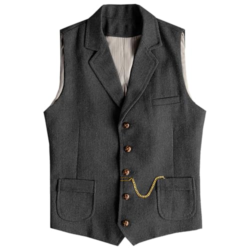 Men's Casual Business Vests Lightweight Wedding Waistcoat Slim Fit Notch Neck Vest with Pockets for Suit or Tuxedo2