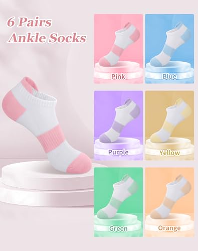 Image of 6 Pairs Ankle Socks for Women - Lightweight Low Cut No Show Casual Cotton Socks Breathable