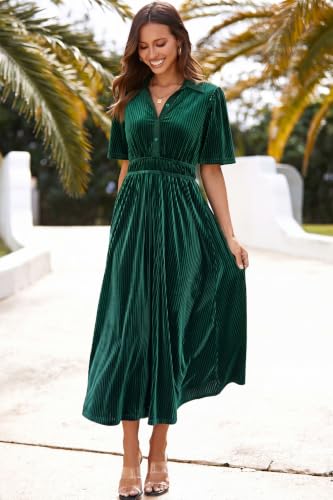 Image of Sissyaki Velvet Maxi Dress Fall Wedding Guest Dress 2026 | Semi Formal to Formal Events, Family Pictures, Holiday Party Dinner Dress