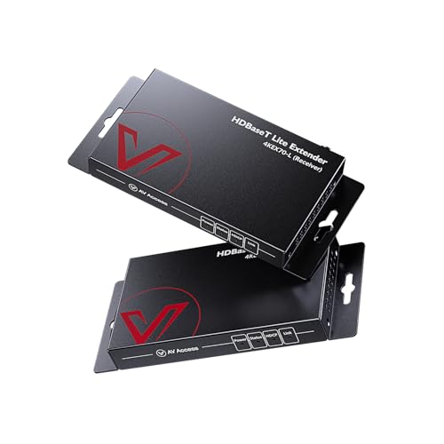 AV Access HDBaseT HDMI Extender Over Single Cat5e/6/6a/7 Ethernet Cable 4K@60Hz 130ft, 1080P@60Hz 230ft, Supports CEC, Bi-Directional PoE, IR and RS232 Pass Through, EDID, HDCP 2.2 (4KEX70-L
