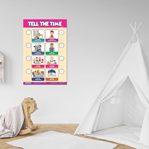 Image of ESCAPER Tell The Time Educational Charts for Kids Learning (11.5 x 17.5 inches), Study Material, Learning Books, Educational Posters