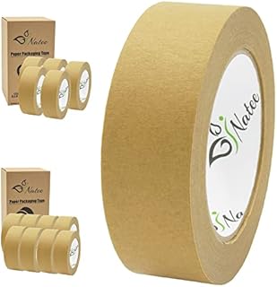 NATEE® Kraft Paper Packaging Tape | Fully Recyclable Sticky Tapes | Strong Eco-Friendly Kraft Paper for Packing Parcels and Boxes | Brown Paper Packaging for Moving House | 36mm x 50 Metres Pack of 1