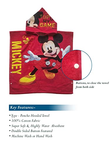 Image of Athom Living Disney Mickey Mouse Hooded Bath Towel 60x120 cm Pack of 2