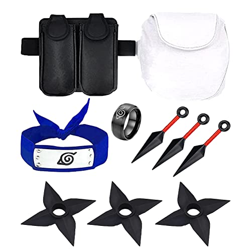 YESSINC Cosplay Anime Accessoires Ninja Costume Props Bague Konoha Headband Pack d objets Ninja Jouets en Plastique Suitable for Adults and Kids, free