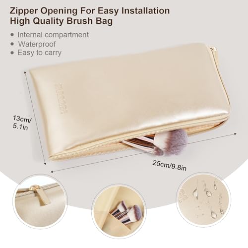 MAANGE Make up Pinsel Set, 15-teilig, Make-up-Schwamm-Set für Foundation, Rouge, Bronzer, Lidschatten und Konturen, Komplettes Schminkpinsel Set Mit Schminktasche für Anfänger