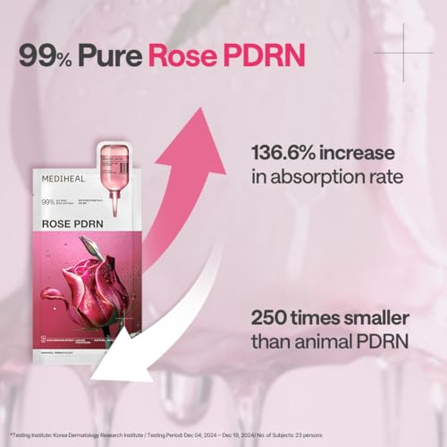 Image of MEDIHEAL Essential Face Mask [PDRN] Healthy Glow 10 pcs. with 99% Purity White Rose PDRN for Glass Skin, Pore Care, Skin Firming - Home Skin Care & Vegan Formula Korean Beauty Sheet Mask