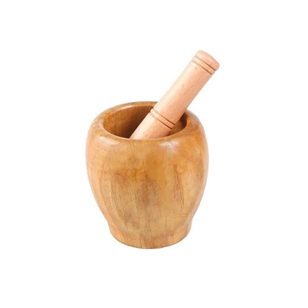 Wooden Garlic Ginger Mixing Grinding Crusher Bowl Pestle Mortar Tools