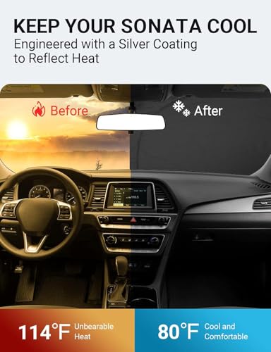 Image of Proadsy 2026 Upgrade Front Windshield Sun Shade Foldable Sunshade Protector Custom Fit 2015-2019 Sonata Sedan Accessories