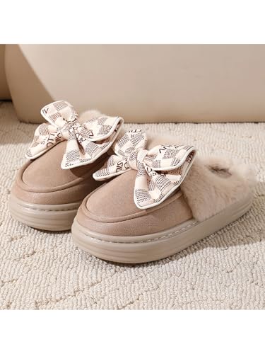 Katutude Women's Slippers Suede Fuzzy Slip-On Slippers Anti-Slip Thick Sole Fleece Lined Mini Boots - 2024 Winter Trendy2