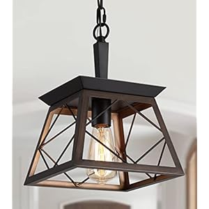 QS Farmhouse Pendant Light FixtureVintage Pendant Light ChandelierIndustrial Hanging LightingWrought IronORBBrown1 Light E26