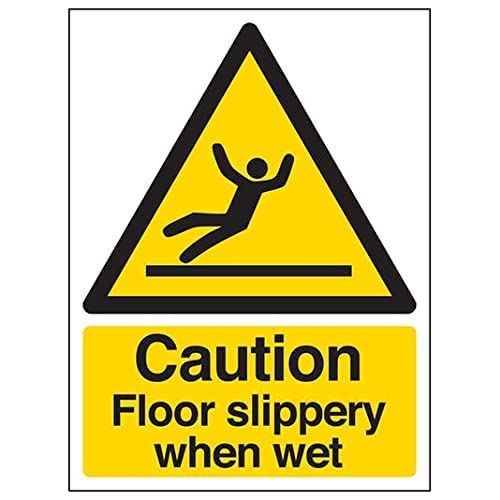V Safety Eco Friendly Warning General - Caution Floor Slippery When Wet - 150 x 200 mm Safety Sign, Multi, 150x200mm