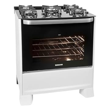 SUGGAR FOGÃO BEST GLASS BRANCO MESA DE VIDRO 5 BOCAS TRIPLA CHAMA TREMPE EM FERRO FUNDIDO ACENDIMENTO AUTOMÁTICO FGVBG510BR