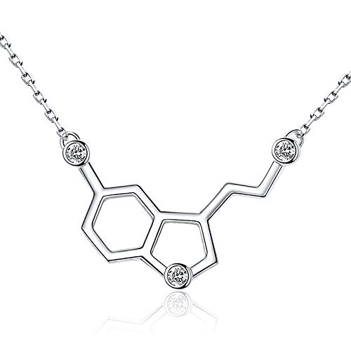 Bolelis925-Sterling-Silver Hormone Serotonin-Molecule neckalce - Caffeine Molecule dopamine Pendent Necklace for Women,Teacher, Professor, Chemistry Graduates, Science Jewelry Lovers