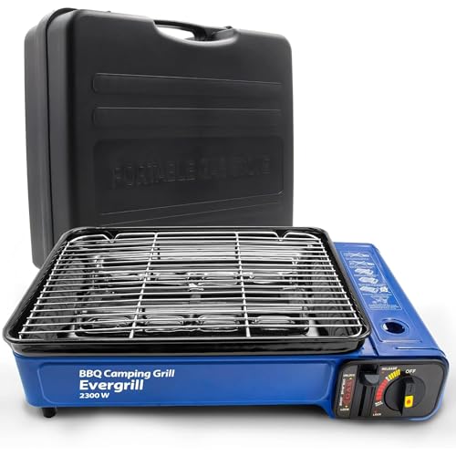 Outwell Crest Gas Grill 2022 Campingküche 6 Angel Domäne Butangas Camping Gasgrill Evergrill mit Transportkoffer | Campinggrill Gasgrill BBQ Barbeque Tischgrill Butangas