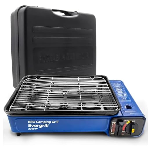 Angel Domäne Butangas Camping Gasgrill Evergrill mit Transportkoffer | Campinggrill Gasgrill BBQ Barbeque Tischgrill Butangas