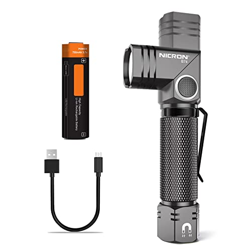 NICRON B74 90 Degree Rotatable LED Flashlight Pocket Torch with Magnetic Base Adjustable-head IP65 Waterproof for Emergency Night Walking Outdoor Rechargeable