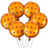 Soulchen 6 Pcs Anime Theme Foil Balloons Orange and Stars Print Aluminum Film Balloons for Anime Cartoon Themed Birthday Party Decorations Supplies