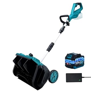 Akku Schneefräse für Makita Akku 18V,1000W Elektrische Schneefräse mit Rollen, Arbeitsbreite 32 cm, max.Schneehöhe 18 cm,Wurfweite 6m,30° Einstellbar (Blau 1 Batterie)