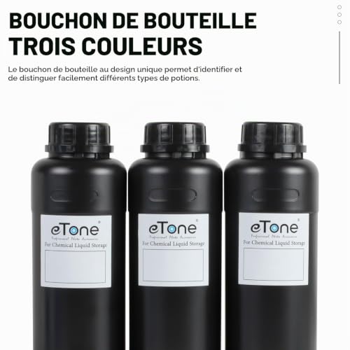 3X 500ml Bouteille en Plastique de Stockage de Produits Chimique de Laboratoire Chambre Noire pour développement de Films. (3X Noir) – vue 9