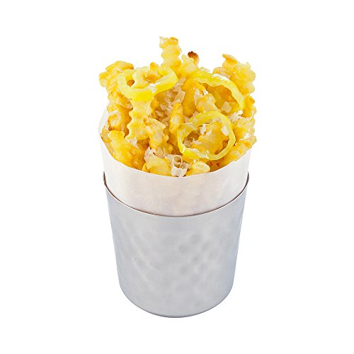 Restaurantware Met Lux 3.4 Inch French Fry Cup 1 Hammered French Fry Holder - Mirrored Finish Durable Stainless Steel Fry Cup For Serving Chips Onion Rings Tater Tots or Vegetables by Restaurantware - Used condition - US$10.98