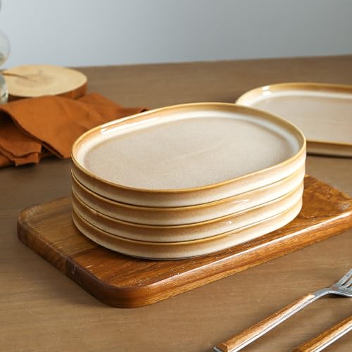 Image of Stone Lain Cairo 12-Piece Dinnerware Set Stoneware, Plates and Bowls Set, Microwave and Dishwasher Safe, Includes Dinner and Salad Plates, Cereal Bowls, Dishes for 4, Sand