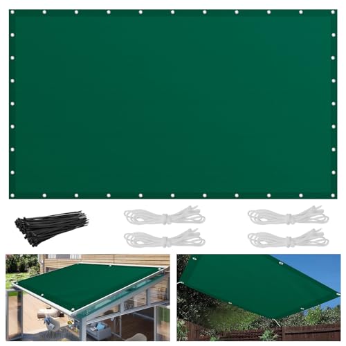 Sonnensegel 4x5m, Wasserdicht UV-Schutz Markisenstoff mit Ösen und Seil, Sonnenplane Rechteckig Reißfest Wetterfest, für Balkon Garten Terrasse, Grün