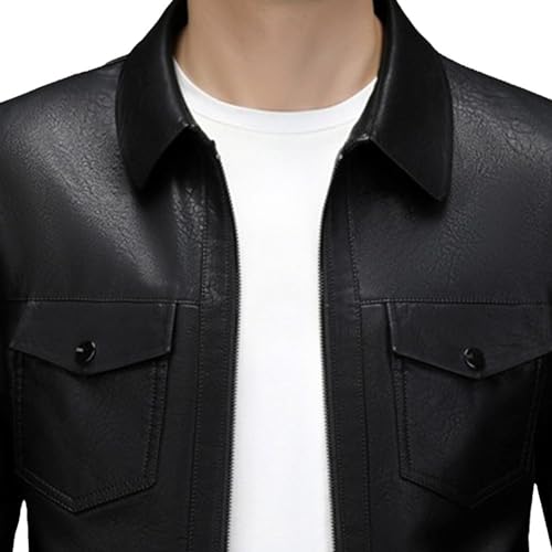 Mens Slim Fit Thin Leather Jacket Casual Solid Color Cycling Leathers Coat Bomber Zipper Motorcycle PU Jackets2