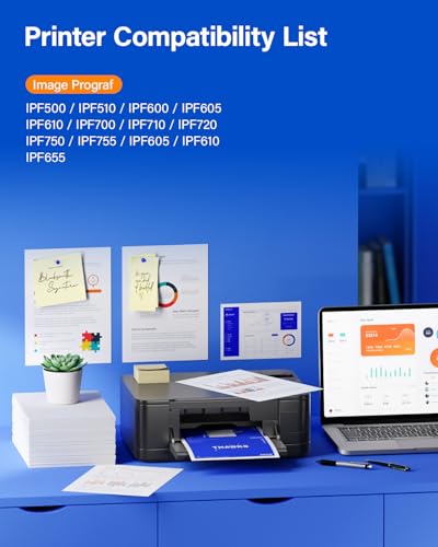 Image of PFI-102 Ink Cartridge 130ml 6-Pack with chip High Yield Replacement Canon imagePROGRAF iPF500 iPF510 iPF600 iPF605 iPF610 iPF650 iPF655 iPF700 iPF710 iPF720 iPF750 iPF755 iPF760 iPF765 Inkjet Printer