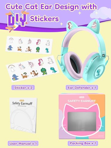 Image of Dr.meter Noise Cancelling Headphones for Kids Adults, 32dB SNR Super Cute Ear Protection Ear Muffs for Autism Sensory, Hearing Protection Earmuff for Monster Jam Concerts Fireworks Car Race