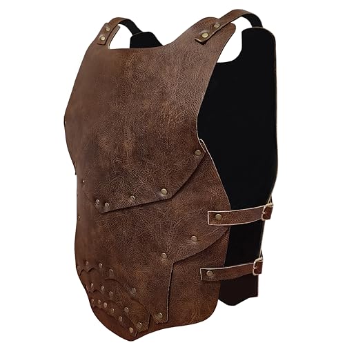 Medieval Chest Armor for Men Knight Breastplate Costume Viking Leather Armour LARP Halloween Cosplay Party (Medieval Armor Brown)