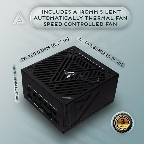 Image of Apevia ATX-SL850W Soul 850W Fully Modular Power Supply ATX 3.0 & 3.1 Compatible, PCIe 5.1 12V-2x6 Connector ATX Active PFC, DC to DC Converter Design, 140mm Silent Fan, RoHS Compliance | Fully Modular PSU, ATX 3.1 PCIE5.1 Ready, 12VHPWR Cable Included, Active PFC, 140mm Auto Thermal Fan, Heavy Duty Protections